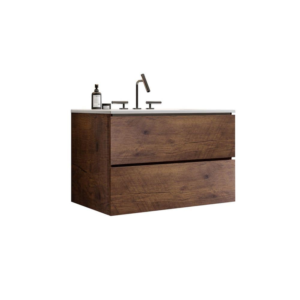 30in. Floating Single Sink Walnut Bath Vanity with White Ceramic Top price history on PriceWatchPro