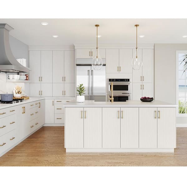 Hampton Bay Designer Series Elgin Assembled 36x34.5x23.75 in. Pots and Pans Drawer Base Kitchen Cabinet in White