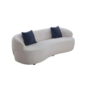 86.61 in. W Slope Arm Arm Upholstered Fabric 3 Seat Mid Century Modern Curved Sofa in Light Gray