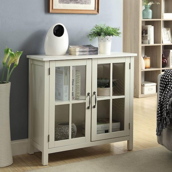 Unbranded Gracie Easy White Storage Cabinet with 2-Glass Doors
