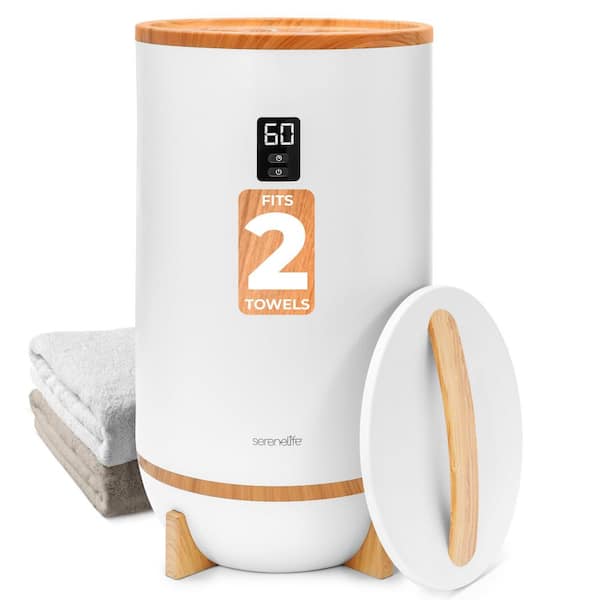 Single Touch Blanket Warmer with Fragrant Disc Holder, LED Ring, Auto Shut Off, Fits 2 Large Towels (Bamboo)