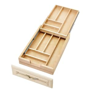 4.31 in. H x 15 in. W x 21.5 in. D Wooden Cutlery Drawer Organizer with Soft-Close