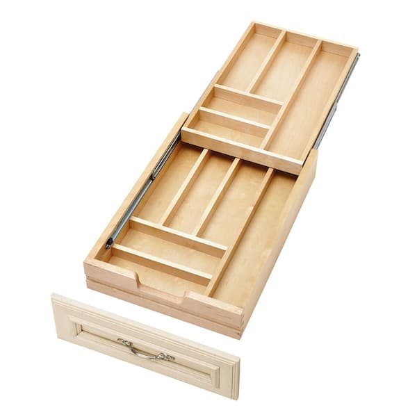Rev-A-Shelf 4.32 in. H x 15 in. W x 21.75 in. D Wooden Cutlery Drawer Organizer with Soft-Close