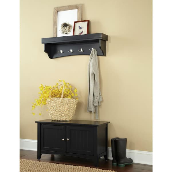 Alaterre Furniture Shaker Cottage Charcoal Gray Hall Tree with Storage