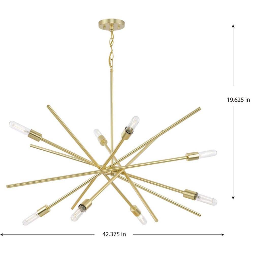 Satin Brass Sputnik 8-Light Modern Chandelier
