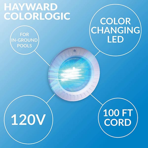 ColorLogic 4.0 Inground LED Pool Light with Plastic Face Rim, 100 ft. Cord