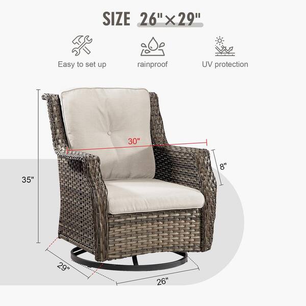 INMITOM Outdoor Patio Wicker Swivel Rocking Lounge Chair