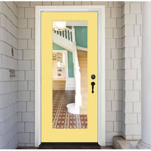 Legacy 30 in. x 80 in. Universal Handing Full-Lite Clear Glass Primed Jackfruit Finish Fiberglass Front Door Slab