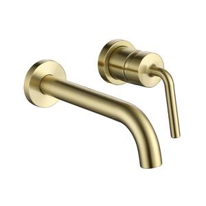 Single-Handle Brass Bathroom Sink Wall Mounted Faucet in Brushed Gold