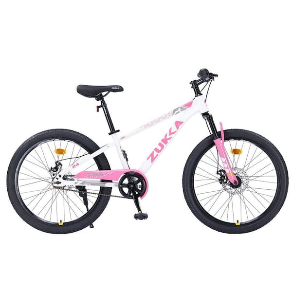 24 in. White Single Speed Mountain Bike for Boys and Girls, Age 9
