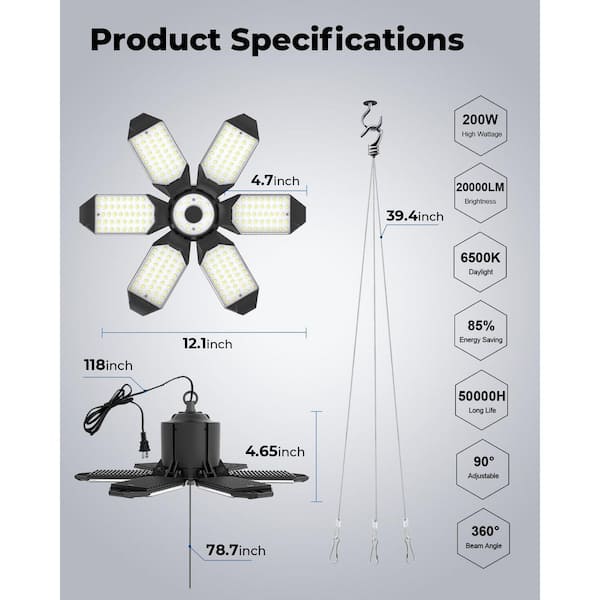 4Pack 200W UFO Led High Bay Light Commercial Industrial Warehouse Led Shop Light 04 Ghi