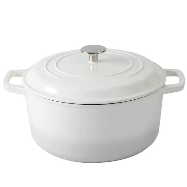 6 qt. Round Enameled Cast Iron Dutch Oven Pot with Lid, Heavy Duty Double Handle for Bread Baking, 1-Piece