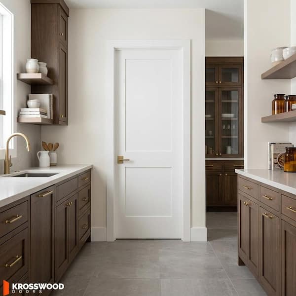 Krosswood Doors 30in.x80in. Shaker 2-Panel Right-Hand Primed Solid