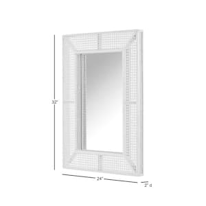 Medium Rectangle White Rattan and Cane Mirror (24 in. W x 32 in. H)