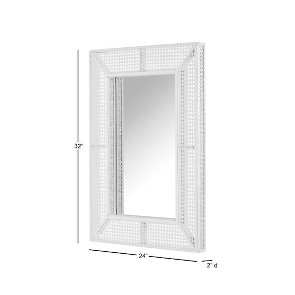 Medium Rectangle White Rattan and Cane Mirror (24 in. W x 32 in. H)