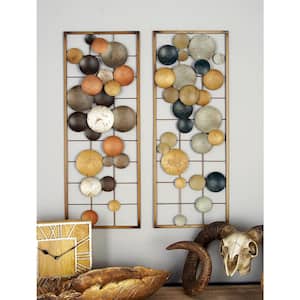Metal Multi Colored Overlapping Round Cutouts Geometric Wall Decor (Set of 2)