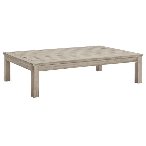 MODWAY Wiscasset Acacia Wood Outdoor Coffee Table in Light Gray