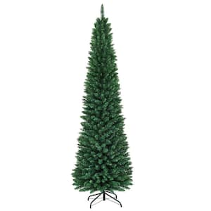 8 ft. Green Unlit Slender Fir Artificial Christmas Tree with Metal Stand