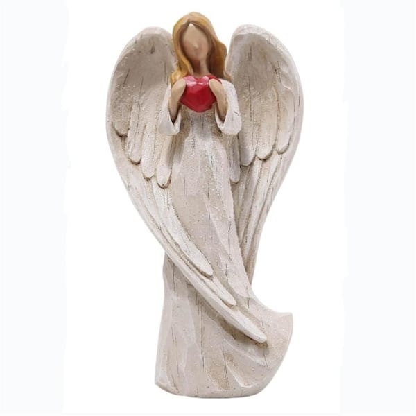 Beige 4 in. x 8 in. Resin Praying Angel Sculpture Figurine