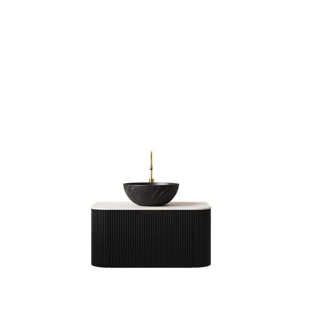 30 in. Wall-Mounted Black Bath Vanity with Carrara White Sintered Stone Top Pre-Assembled price history on PriceWatchPro