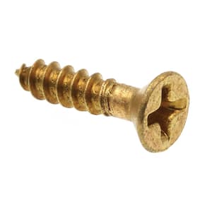 #6 x 5/8 in. Solid Brass Phillips Drive Flat Head Wood Screws (25-Pack)