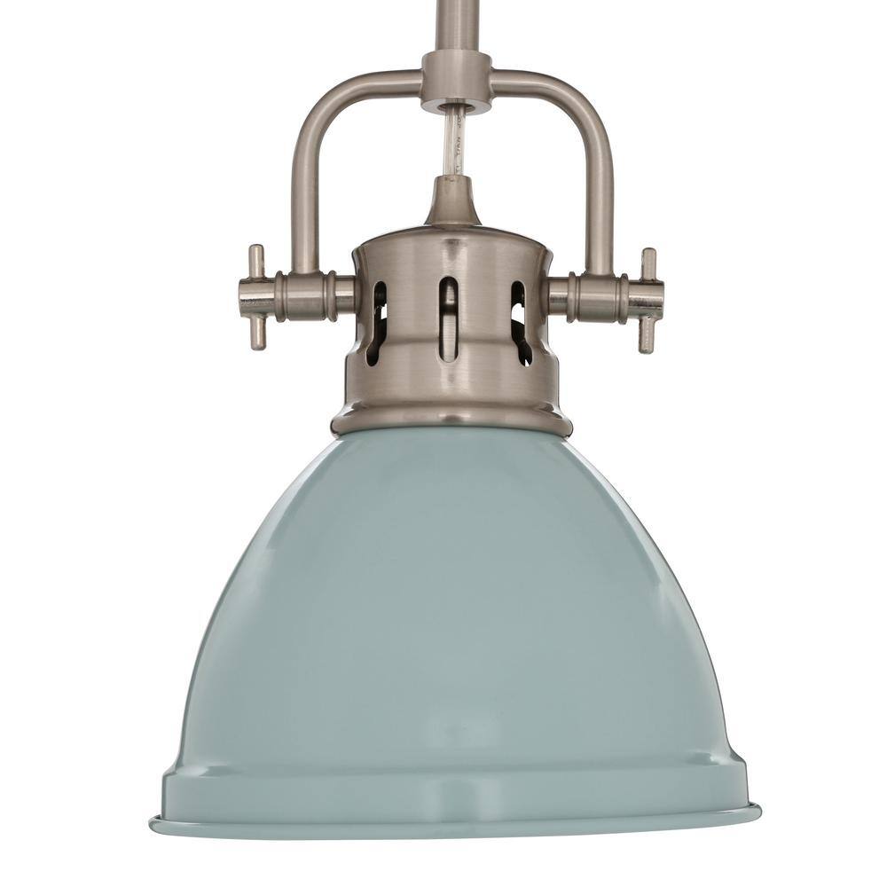 Sea Foam Pewter Mini Pendant Light with Bowl Shade