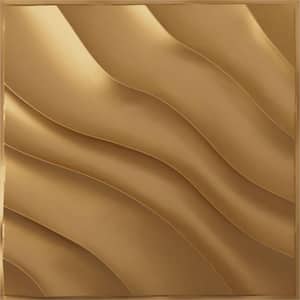 19 5/8 in. x 19 5/8 in. Modern Wave EnduraWall Decorative 3D Wall Panel, Gold (Covers 2.67 Sq. Ft.)