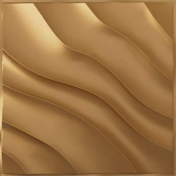Ekena Millwork 19 5/8 in. x 19 5/8 in. Modern Wave EnduraWall Decorative 3D Wall Panel, Gold (12-Pack for 32.04 Sq. Ft.)