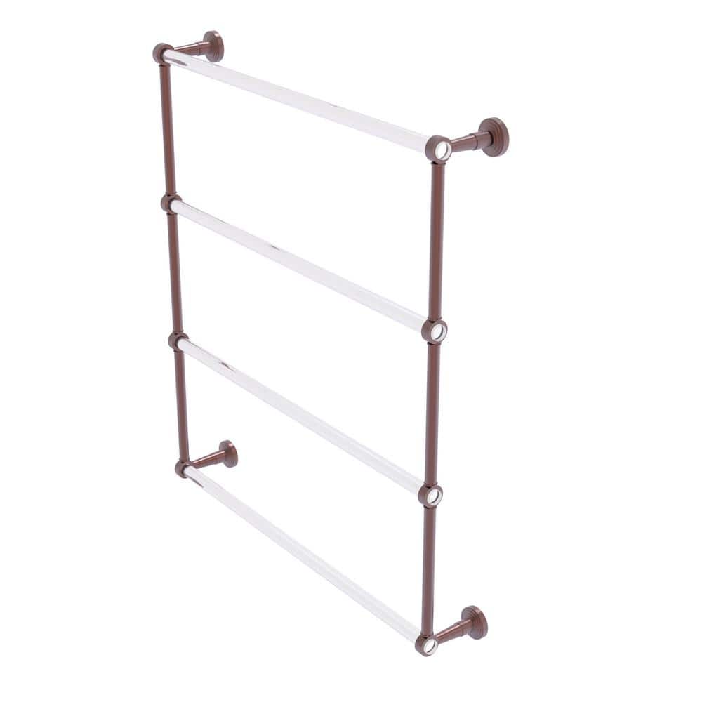 Antique Copper and Clear Acrylic 4-Tier Wall Towel Bar