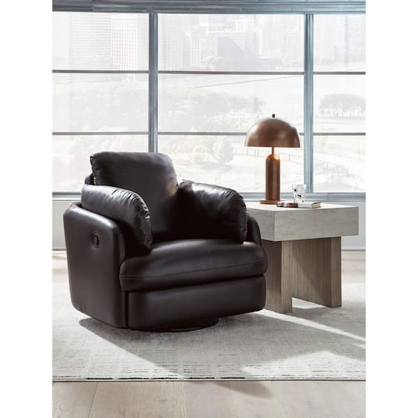 Signature DESIGN BY ASHLEY ModMax II Black Leather Swivel Glider