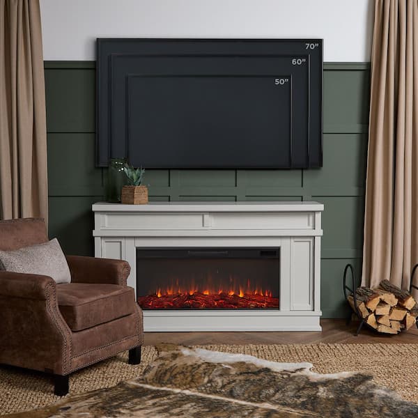 Torrey 60 in. Freestanding Electric Fireplace in Bone White