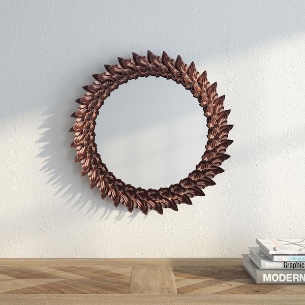 Safavieh Mayra Leaf 19.5 in. H x 19.5 in. W Round Framed Mirror