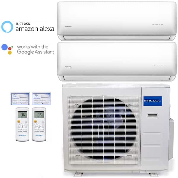 25ft Two Zone MrCool MULTI227HP230WM01KIT25 Olympus 27,000 BTU Ductless Heat Pump Split System 2 Zone Wall Mounted 9,000+12,000 with 25FT Install Kit 230-Volt/60Hz