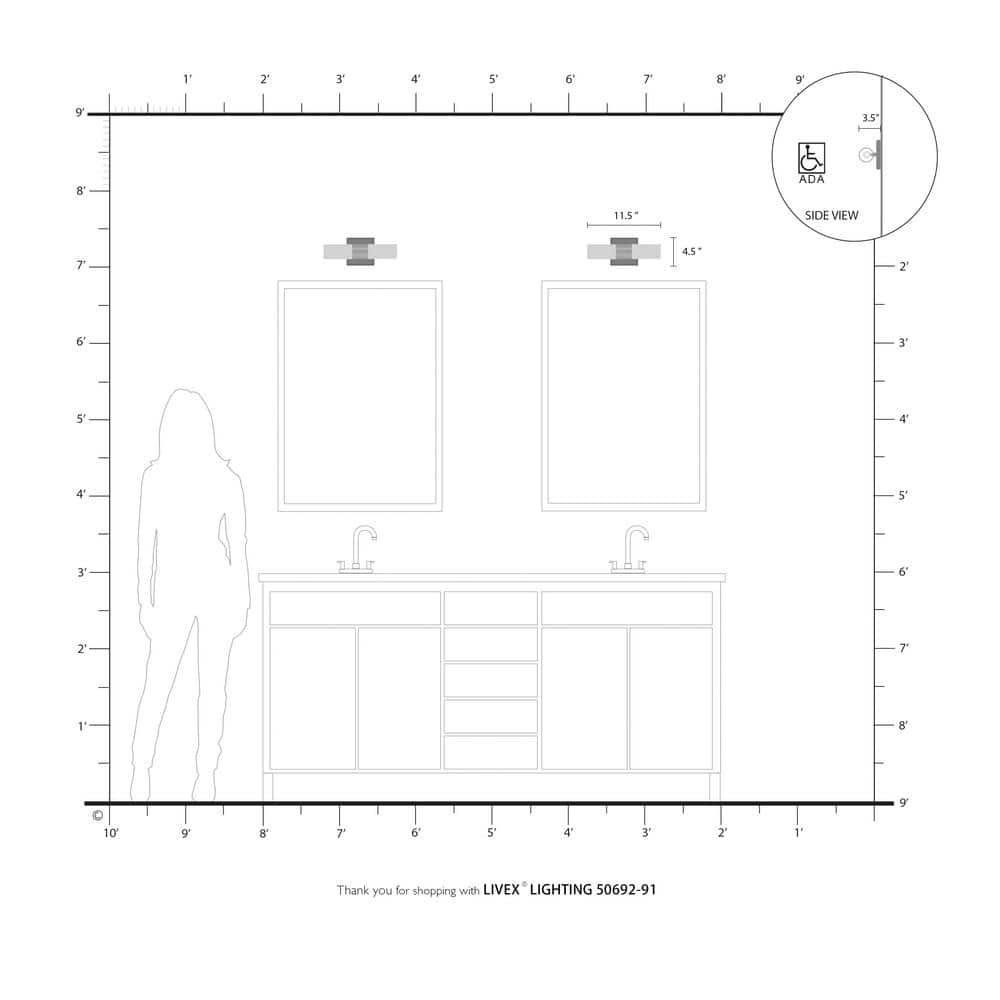 Midtown Brushed Nickel 2-Light Vanity with Clear Fluted Glass