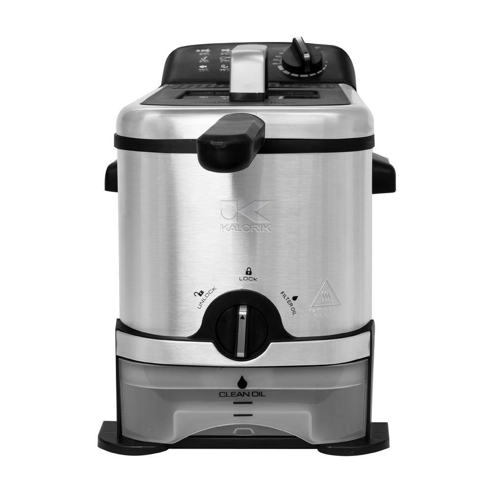Kalorik 3.2 Quart Stainless Steel Deep Fryer with Oil Filtration