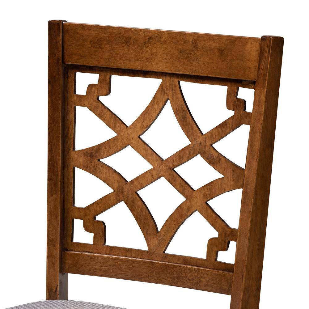 Walnut Brown & Gray Cane-Back Dining Chair Set of 4