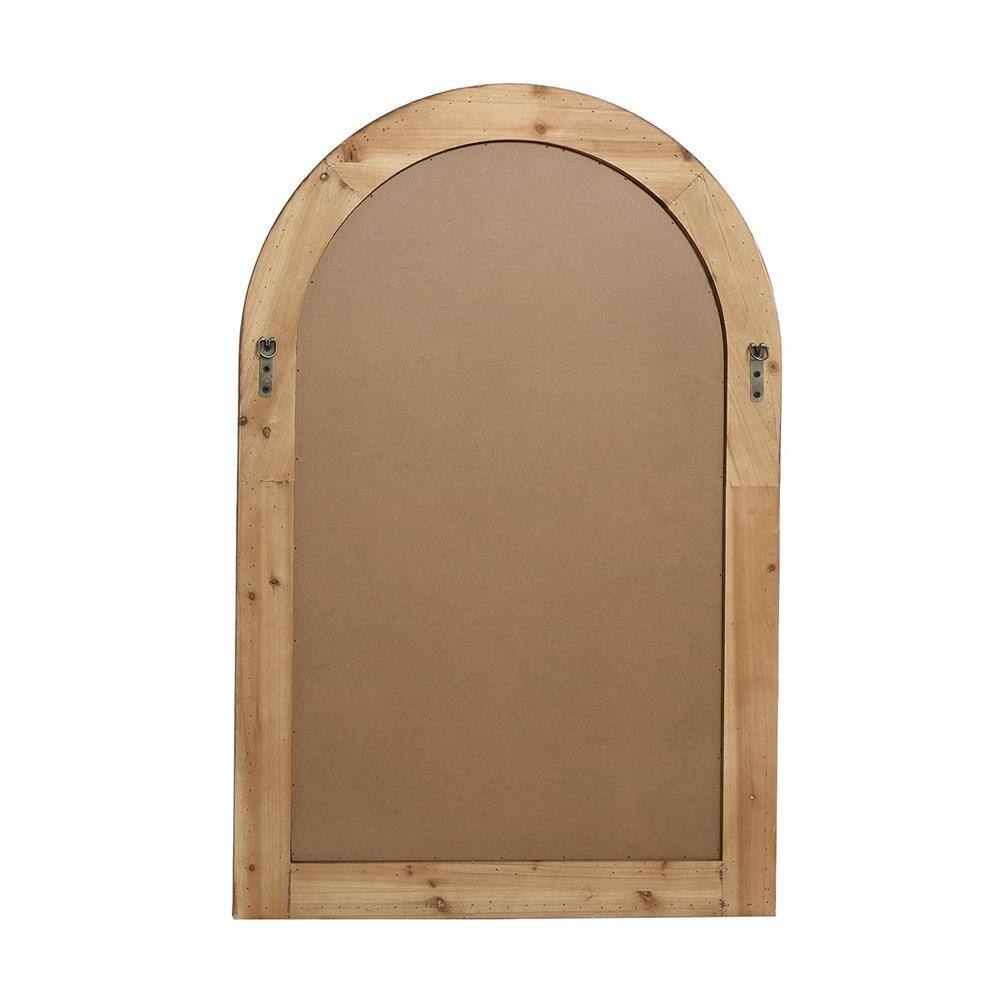 Natural Wood Oval Arch Wall Mirror with Beaded Frame