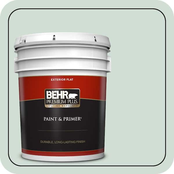 BEHR PREMIUM PLUS 5 gal. #ECC-65-1 Aruba Aqua Flat Exterior Paint & Primer