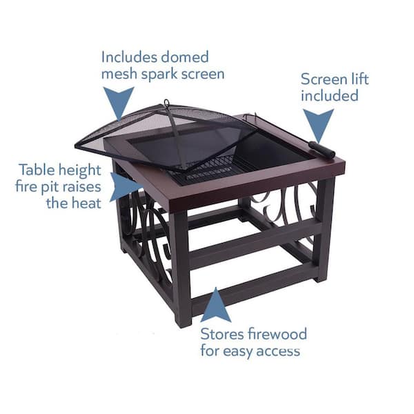 Square Steel Raised Wood Fire Pit, How To Make A Square Fire Pit Screen
