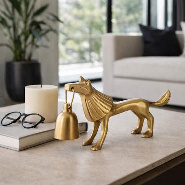9 in. x 5 in. Gold Metal Novelty Lion Candle Snuffer