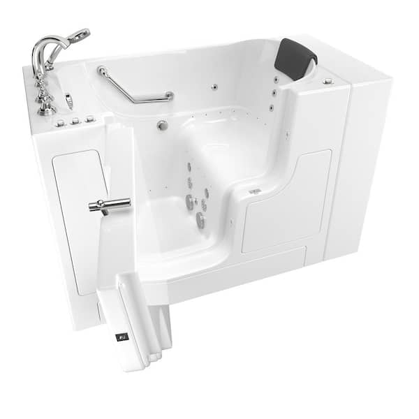 American Standard Gelcoat Premium 52 in. Left-Hand Walk-in Whirlpool and Air Bathtub in White