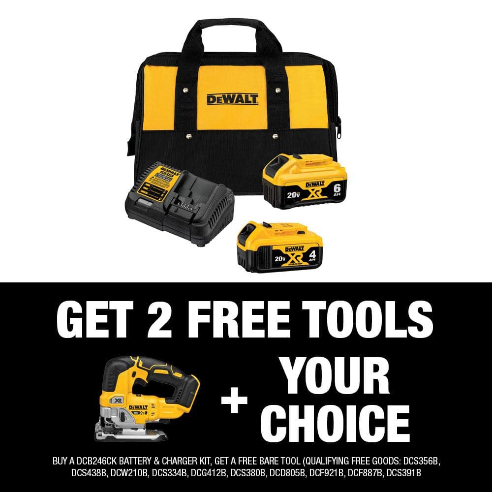 DEWALT 20V MAX XR Cordless Brushless Jigsaw with 6.0 Ah and 4.0 Ah Starter Kit