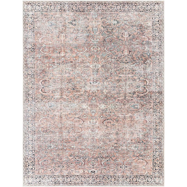 Livabliss Elyse Rust 5 ft. x 7 ft. Traditional Indoor Machine-Washable Area Rug