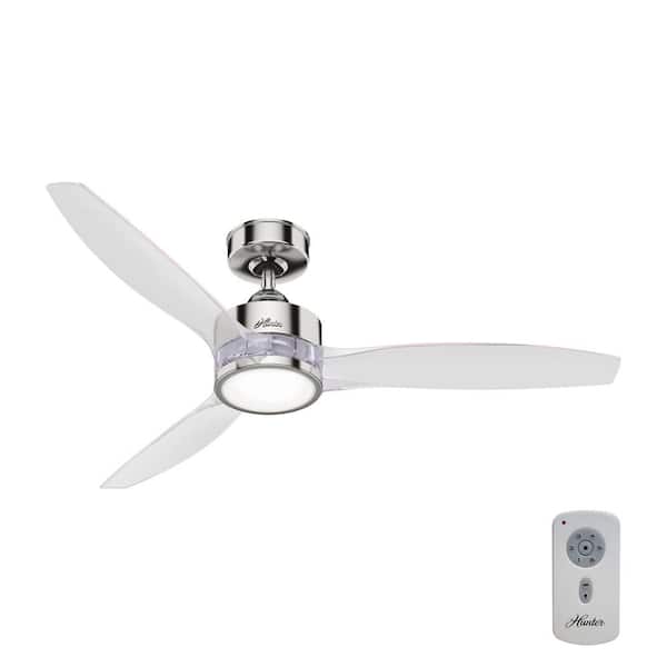 Hunter Park View 52 in. Integrated LED Indoor Polished Nickel Ceiling Fan with Light Kit and Remote