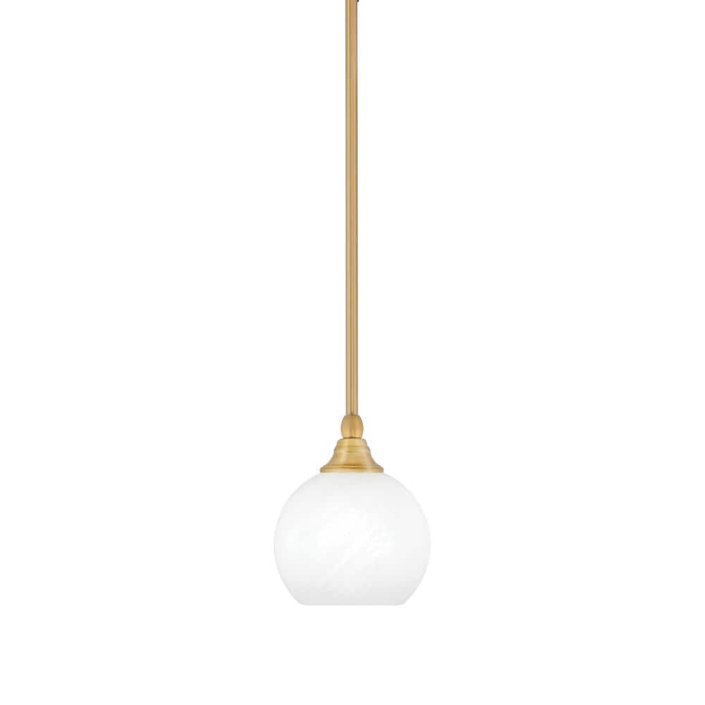 Sparta 100-Watt 1-Light New Age Brass Shaded Pendant Light Mini Pendant wit