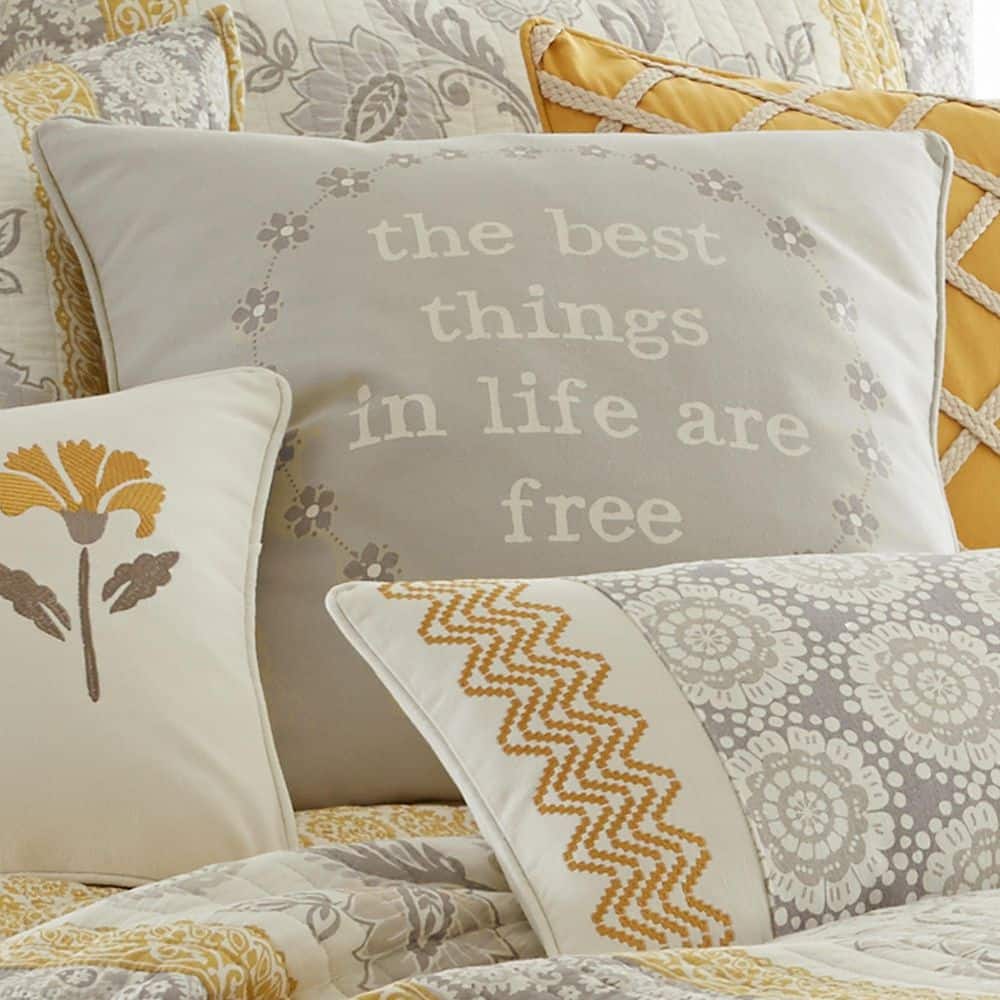 St. Claire 20" Gray Cotton Decorative Pillow with Feather Insert