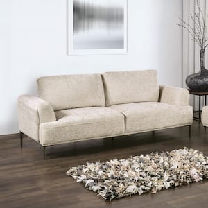 Orlandi 81 in. Flared Arm Chenille Rectangle Sofa in Light Brown With Extendable Backrest