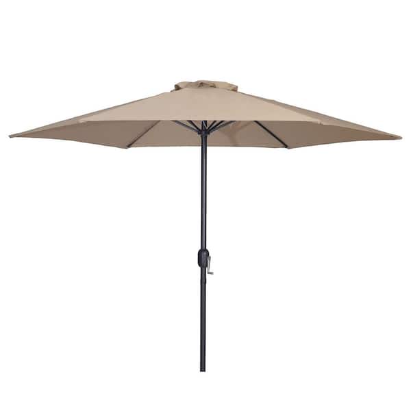 Furniture of America Bliss 9 ft. Steel Market Patio Umbrella in Tan