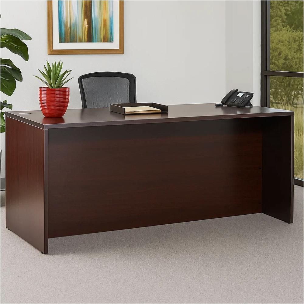 Benjara Nea 30 in. Rectangle Mocha Brown Wood Office Desk BM340736