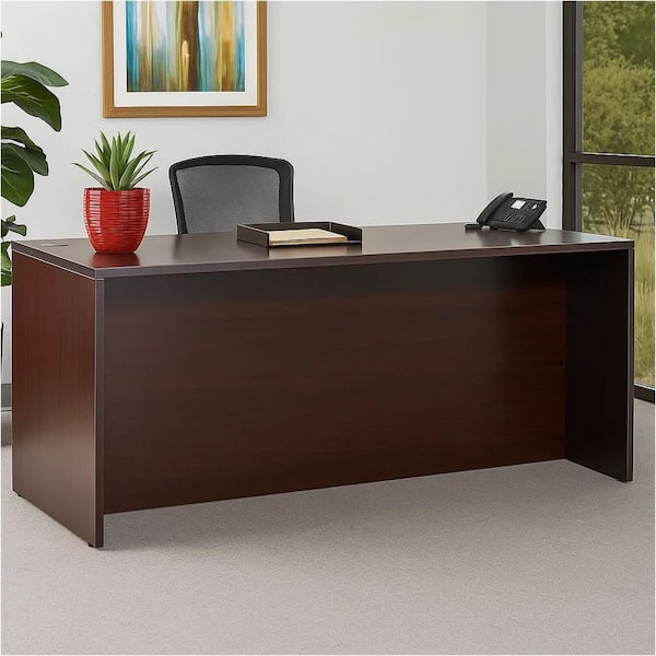 Benjara Nea 30 in. Rectangle Mocha Brown Wood Office Desk BM340736